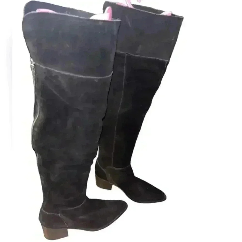 ASOS Black Suede thigh high‎ boots, Size 7